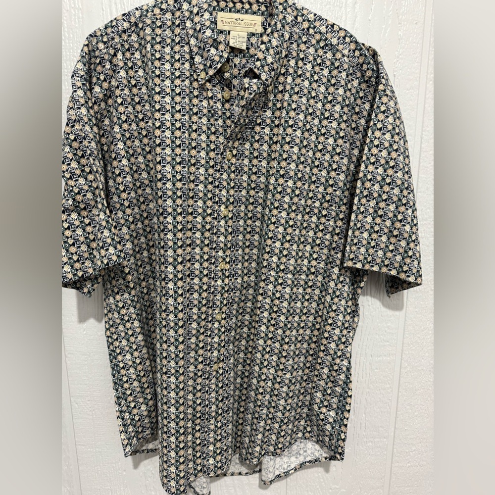 Men's sz large 100% cotton short sleeve button up